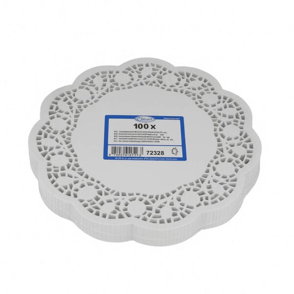 Tortacsipke, kerek, fehér, Ø 28 cm (100 db)