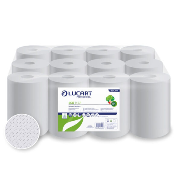 Lucart ECO 14 CF Belső adagolású kéztörlő 2réteg, 55 m/tekercs, (20,4x23 cm/lap) 12 tekercs/zsugor
